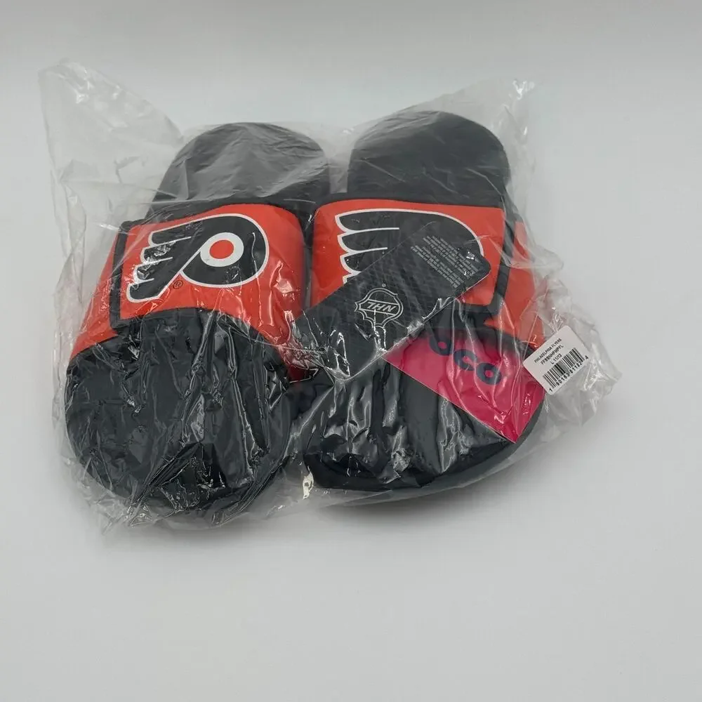 Philadelphia Flyers FOCO Slide Sandals Mens L 11-12 NHL‎ Shower Shoes NEW